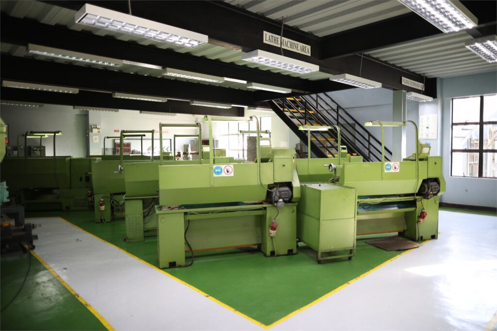 Row of lathe machines in the machine shop